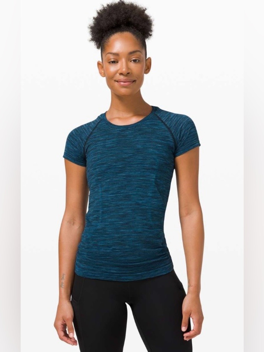 Lululemon Swiftly Short-Sleeve Performance Tee in Heather Teal Blue Size 6